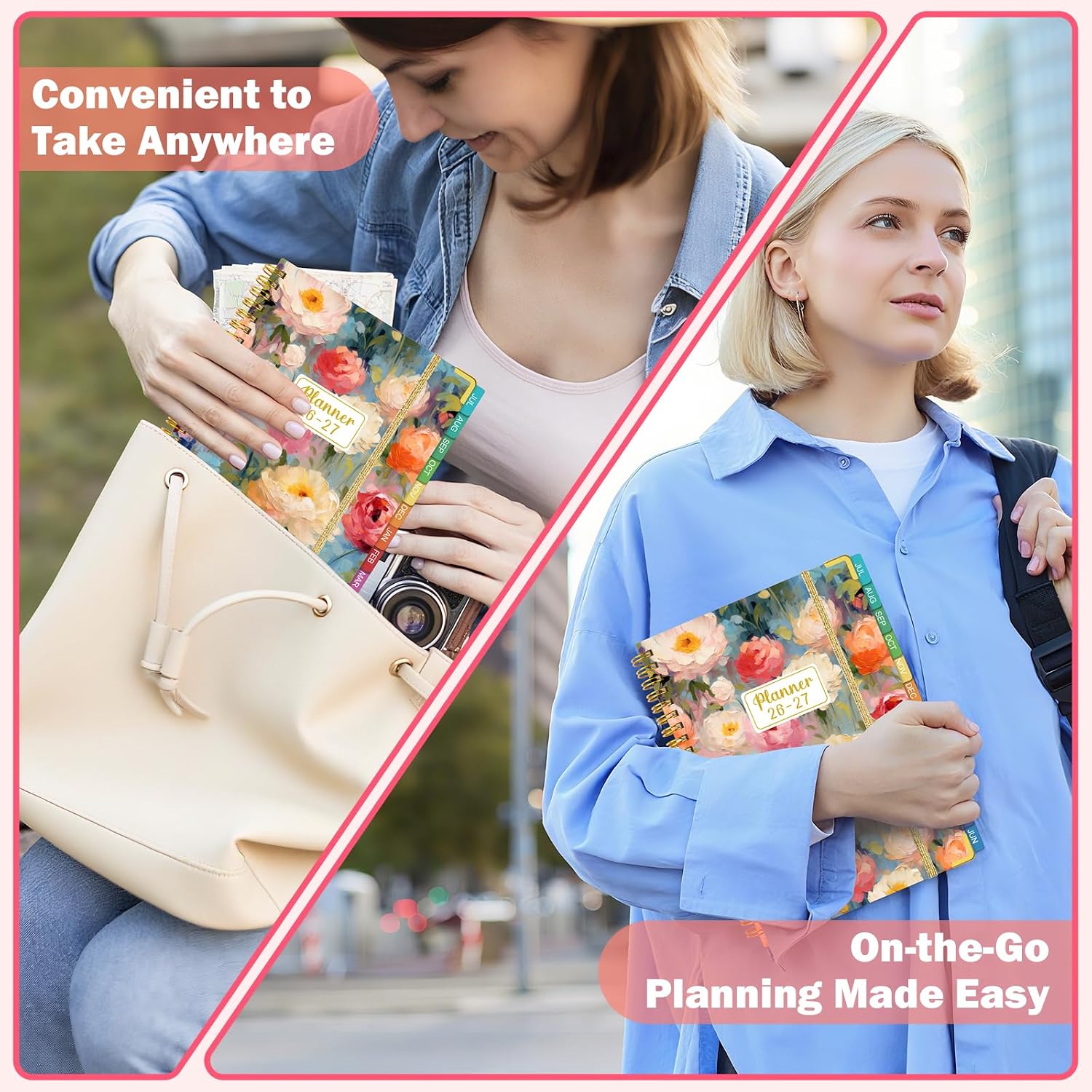 Thumbnail 6 de OMEYA 2026–2027 Weekly and Monthly Planner, Floral PVC Cover, Monthly Tabs