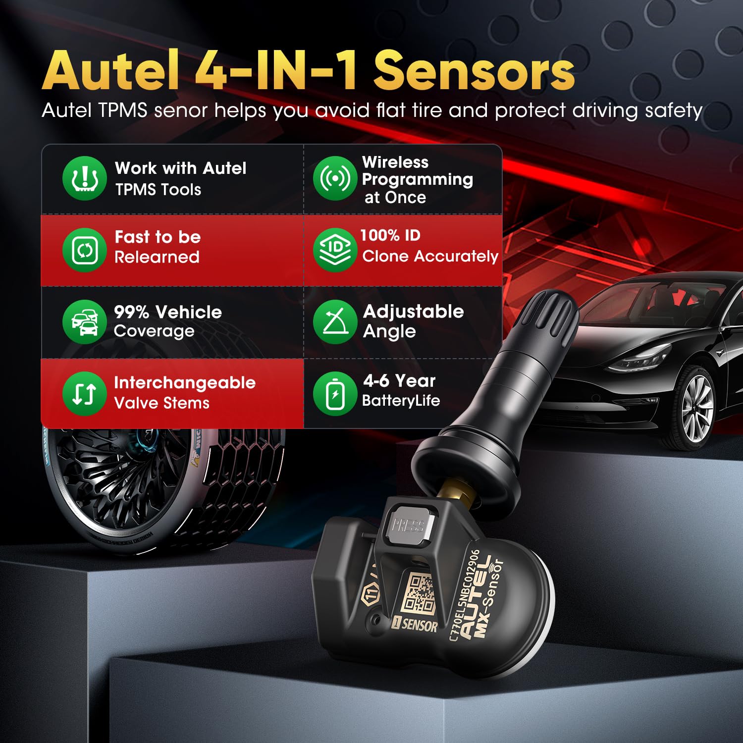 Thumbnail 1 de Autel MX Sensor 4-in-1 Dual Frequency 315/433MHz with Press-In Valve