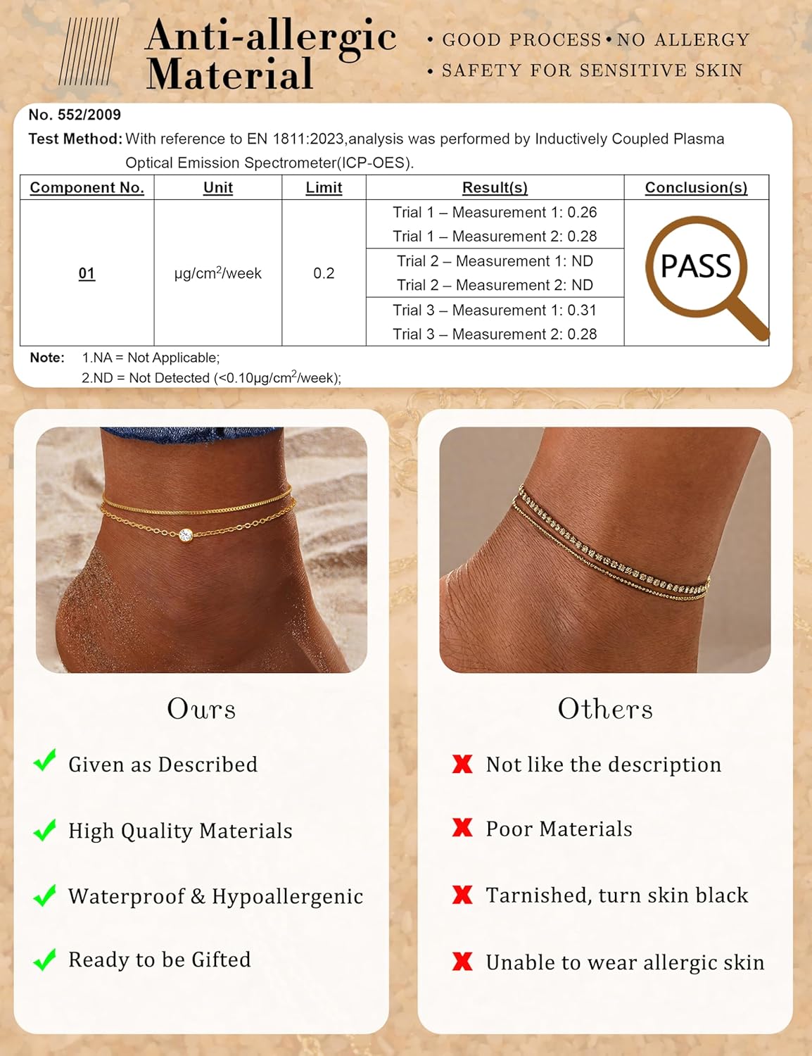 Detalle de MILACOLATO Fußkettchen Damen – verstellbare Silber 925 Kette mit Herz, Büroklammer und Zirkonia
