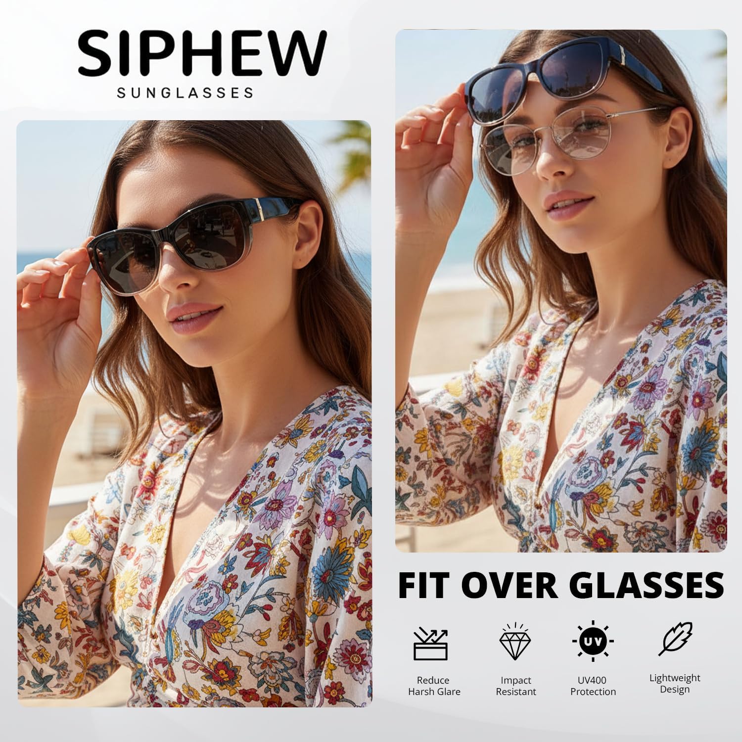 Thumbnail 1 de SIPHEW Polarised Fit Over Sunglasses for Women – Over Glasses, UV400 Protection, Oversized Wrap