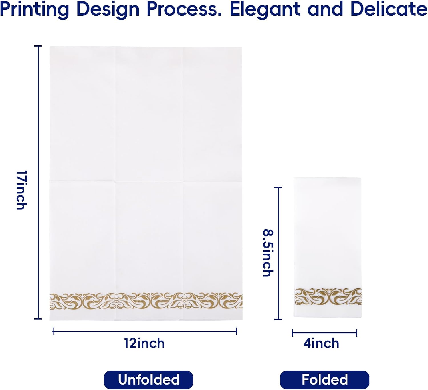 Detalle de 200 Disposable Hand Towels with Linen-Feel Soft Absorbency (White & Gold)