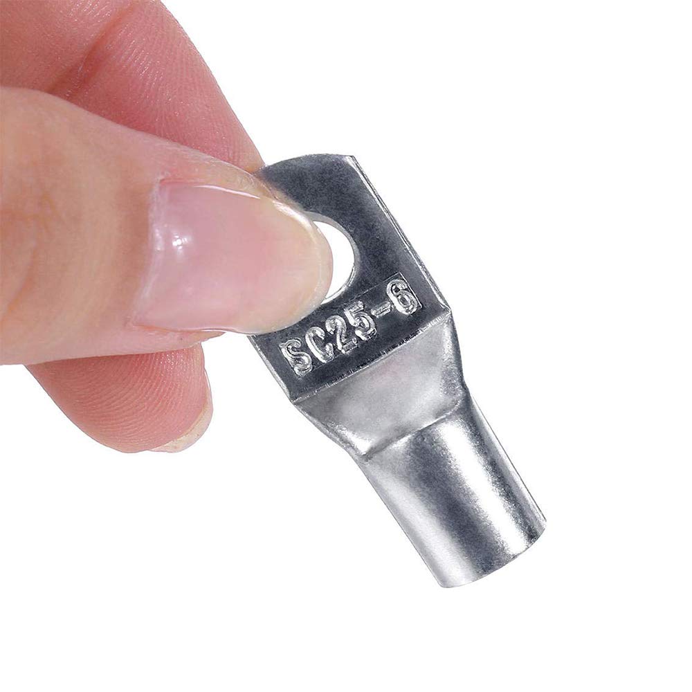 Detalle 2 de 60 Pieces Tin-Plated Copper Ring Terminals & Battery Cable Ends (8 Sizes)