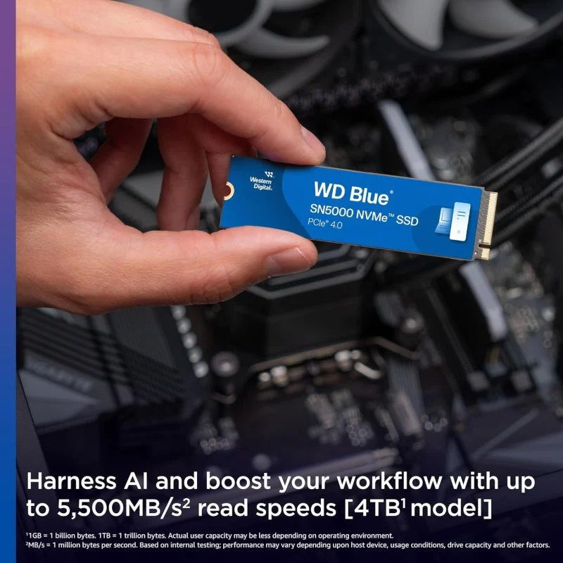 Thumbnail 1 de WD Blue SN5000 2TB: SSD M.2 NVMe Gen4 para creatividad y rendimiento sostenido