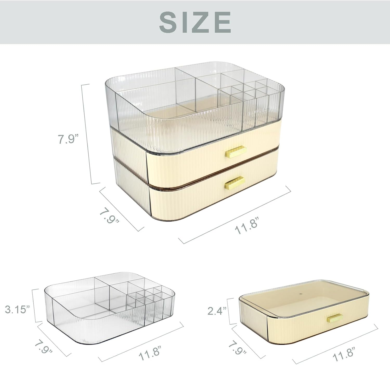 Detalle de Womanht Makeup Organizer with 2 Drawers – Large Capacity Cosmetic Storage for Vanity