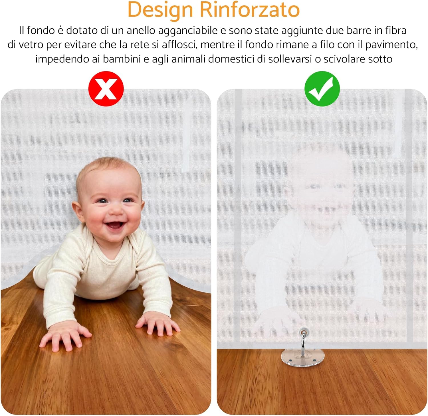Thumbnail 2 de Maxetodo cancelletto di sicurezza estensibile 0-140 cm con rete retrattile e blocco a pomello, bianco