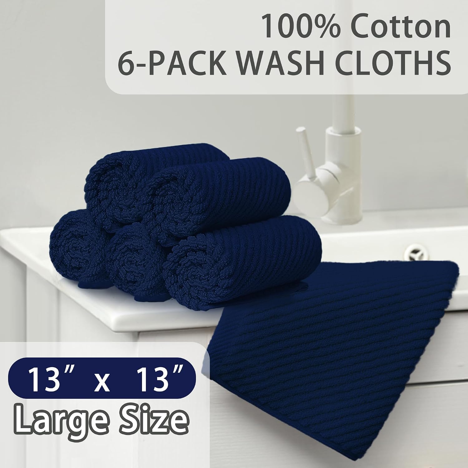 Detalle de Wash Cloths for Your Face 13" 6-Pack 🧻