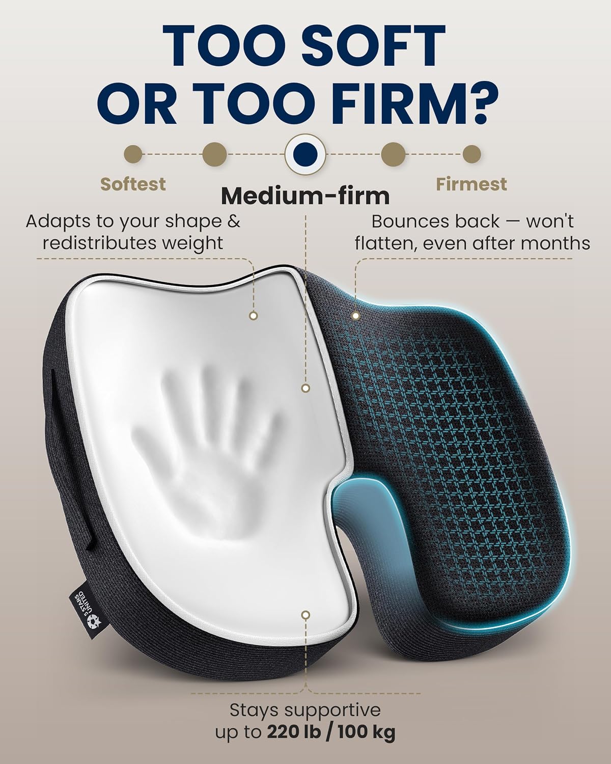 Thumbnail 5 de 5 Stars United ergonomic seat cushion 46 x 36 x 7.5 cm