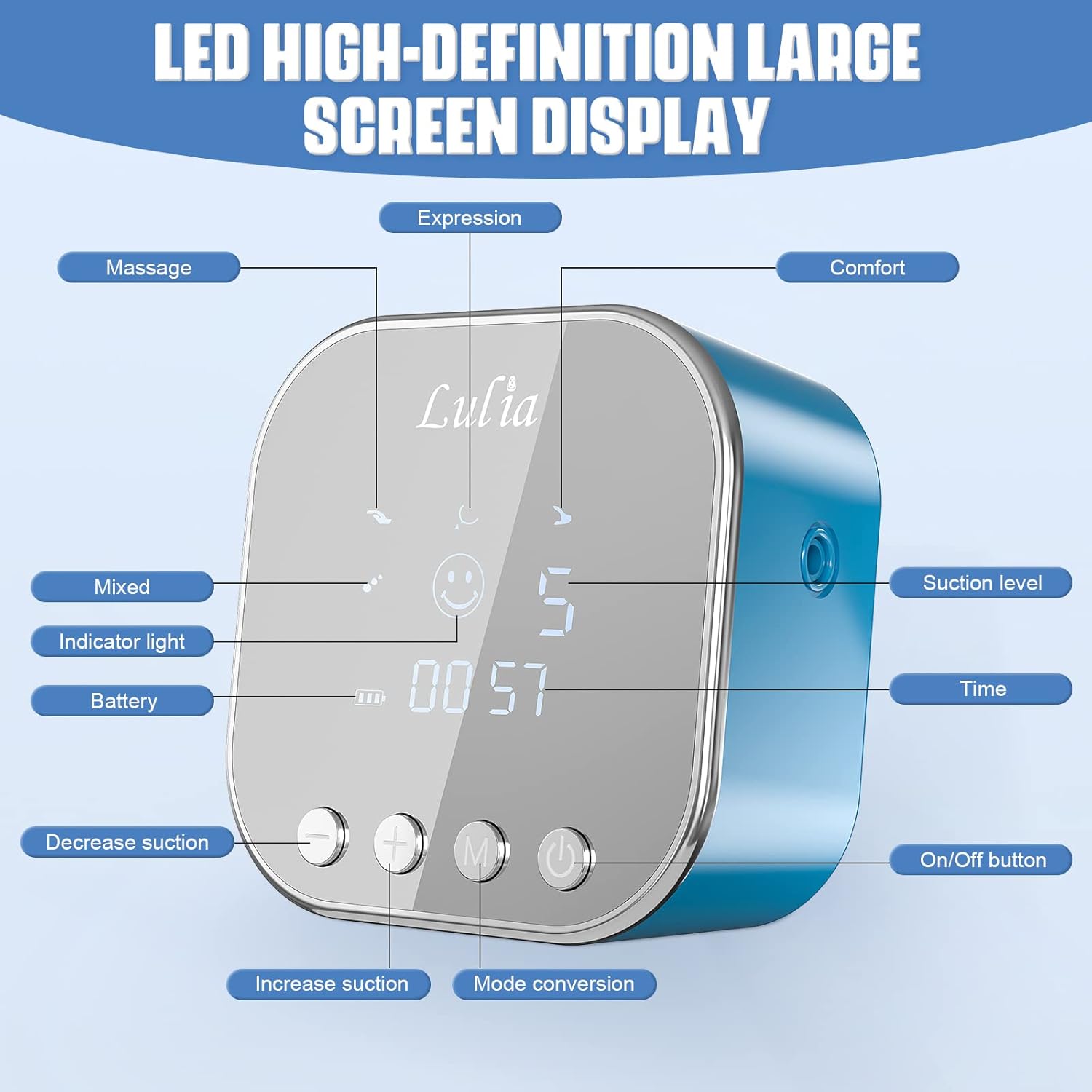 Thumbnail 6 de Lulia elektrische Milchpumpe (4 Modi, 9 Stufen) mit Akku, Anti-Rückfluss und LED-Display – BPA-frei