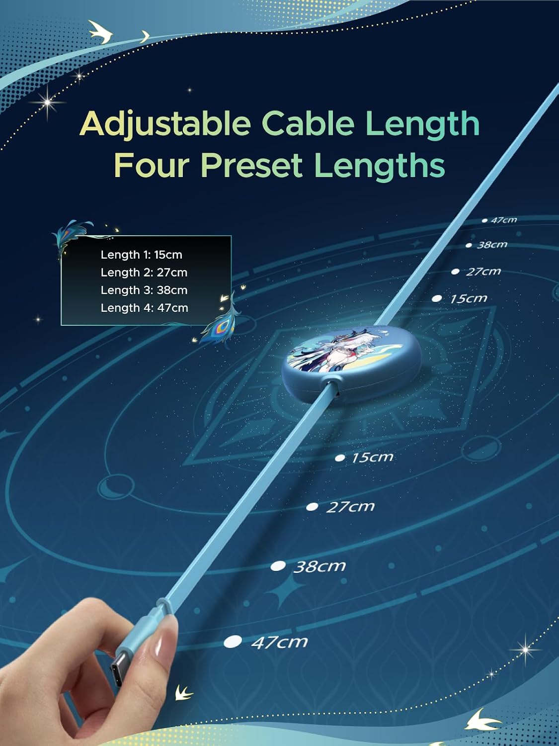 Thumbnail 3 de UGREEN Nexode 100W Retractable USB-C Cable Honkai: Star Rail (Glacier Blue)