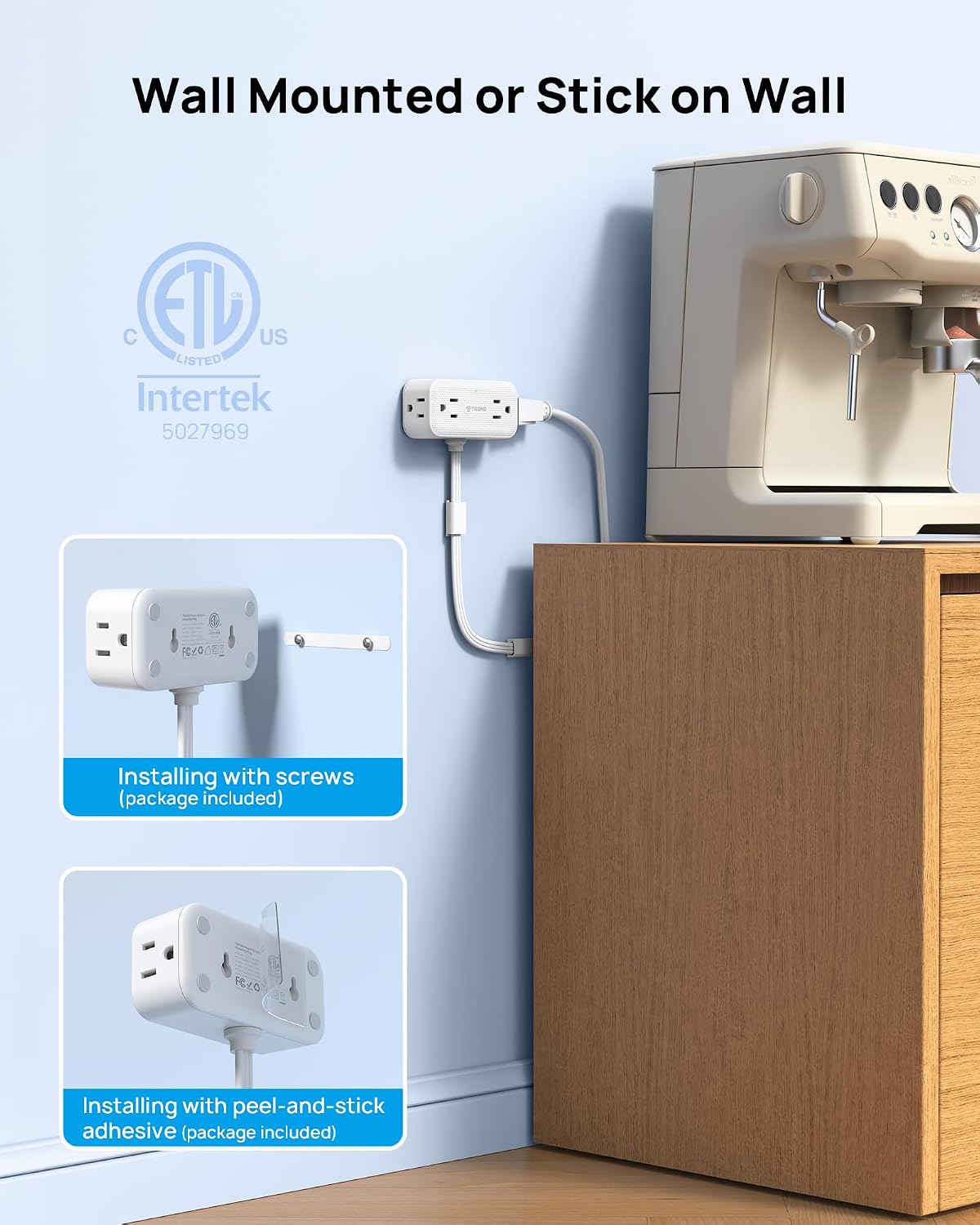 Detalle 1 de TROND TD-PS-US15SX Rotating Power Bar, 4 AC Outlets, 4 USB Ports