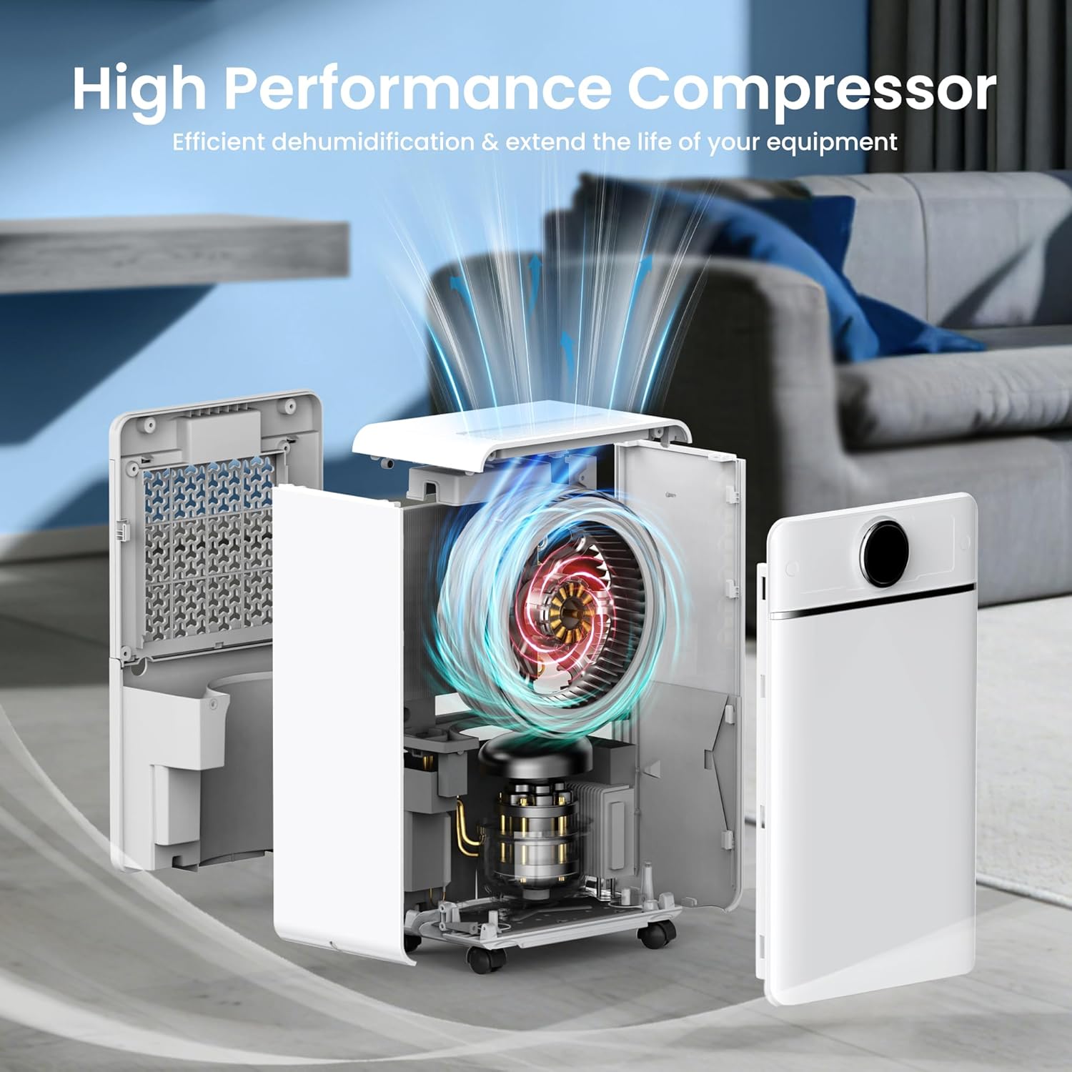 Detalle de CHIVALZ 12L/24H Dehumidifier for Home, Bedroom & Bathroom — 3 Modes, LED Display & 24H Timer
