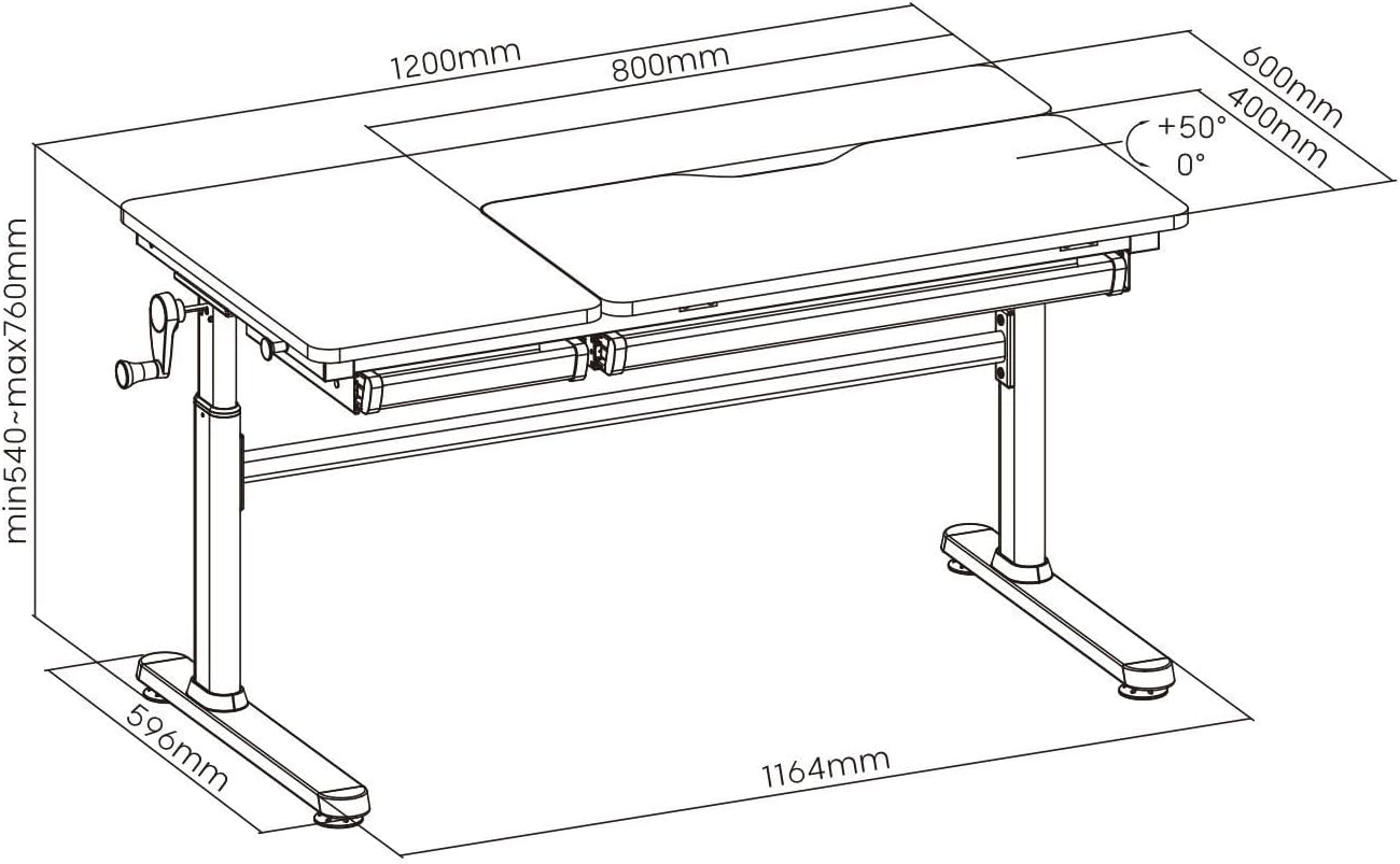 Thumbnail 6 de HOKO Kinderschreibtisch Höhenverstellbar ELIN – 120×60 cm, neigbare Tischplatte und Schubladen
