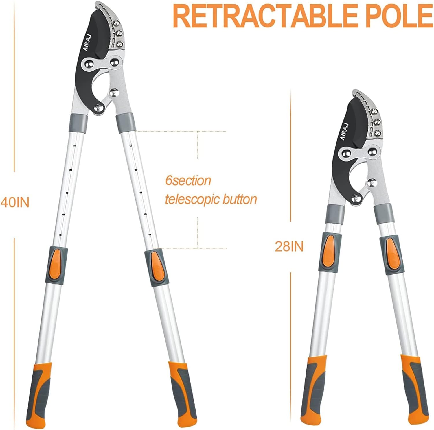 Thumbnail 5 de AIRAJ Telescopic Loppers 70-103cm – Heavy Duty Anvil Loppers with Replacement Blades