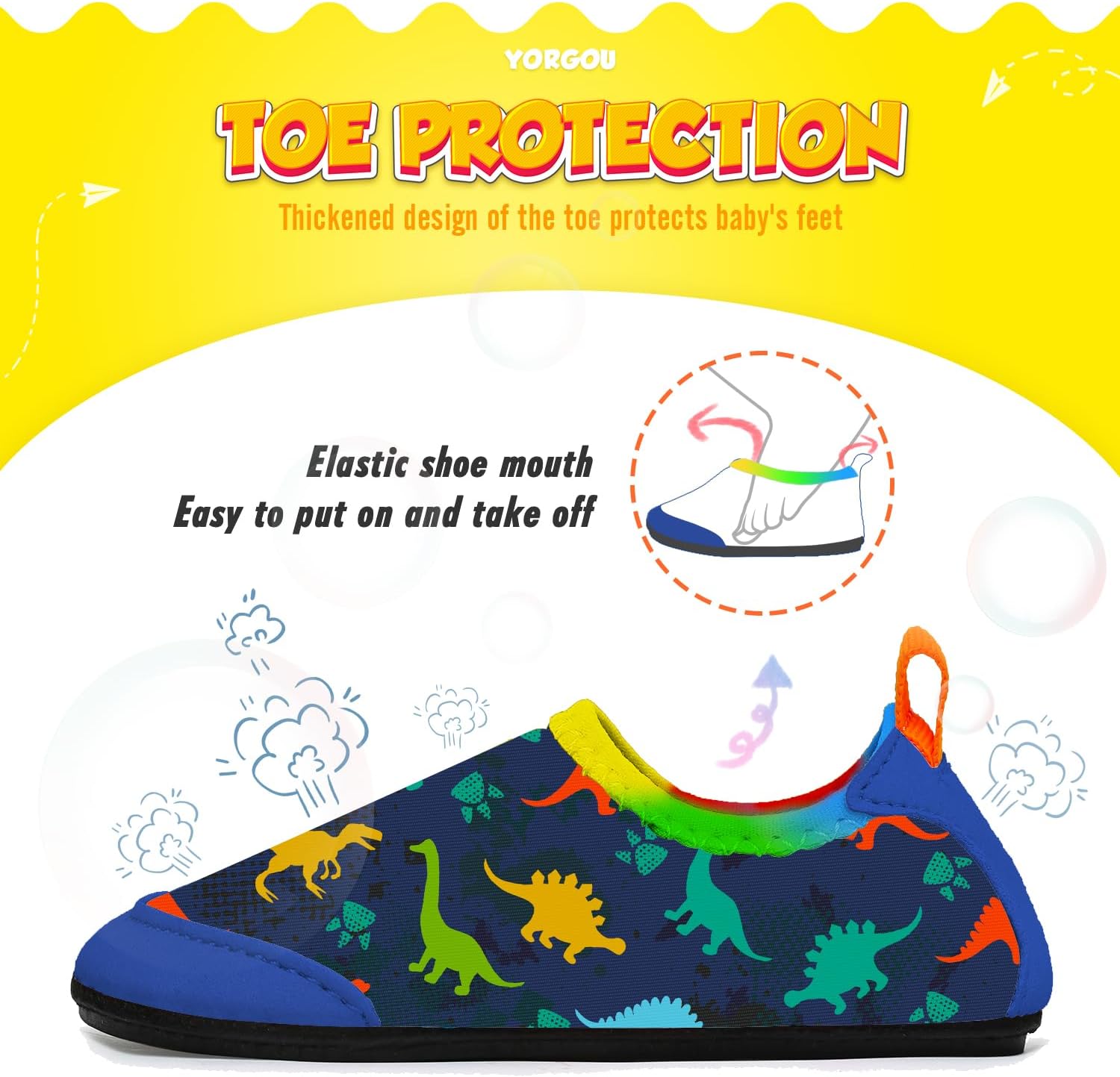 Thumbnail 5 de Yorgou Baby Strandschuhe/Schwimmschuhe in Dinosaurierblau – schnelltrocknende rutschfeste Aquaschuhe für Kinder