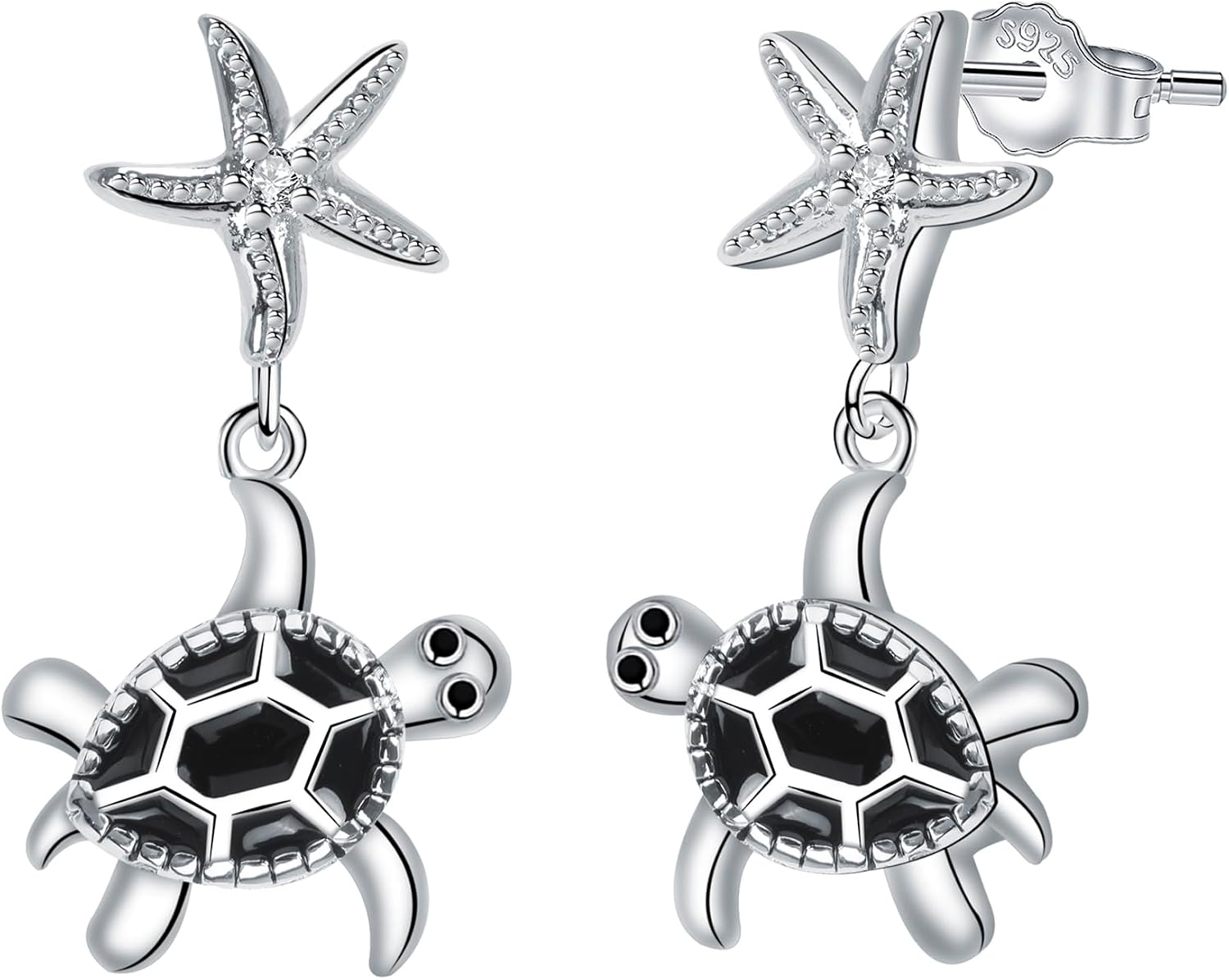 Detalle de Micory Damen hängende Ohrringe aus 925 Sterling Silber mit Schildkröten-Design