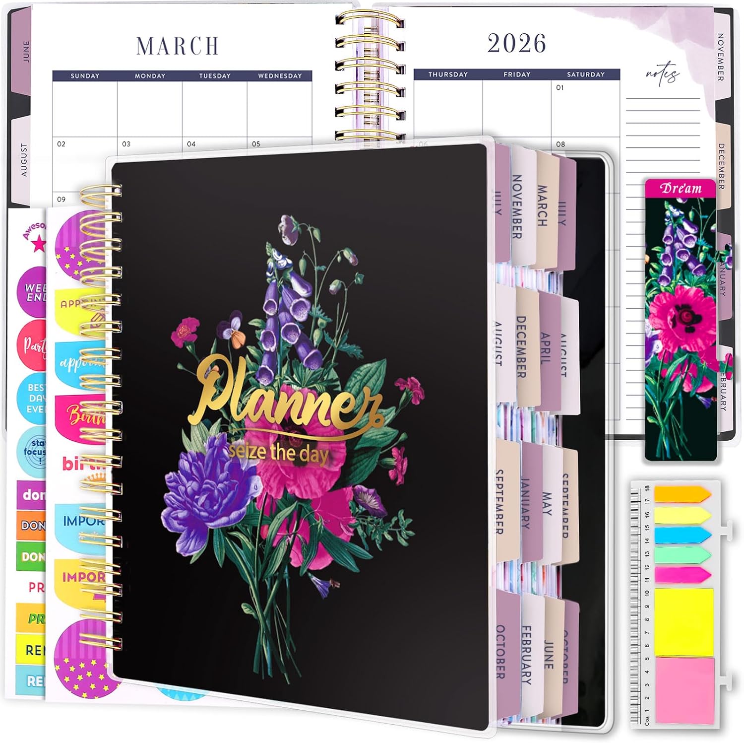 Detalle de Arundhati AH07 18-Month Planner, July 2026–December 2027, Daily, Weekly & Monthly