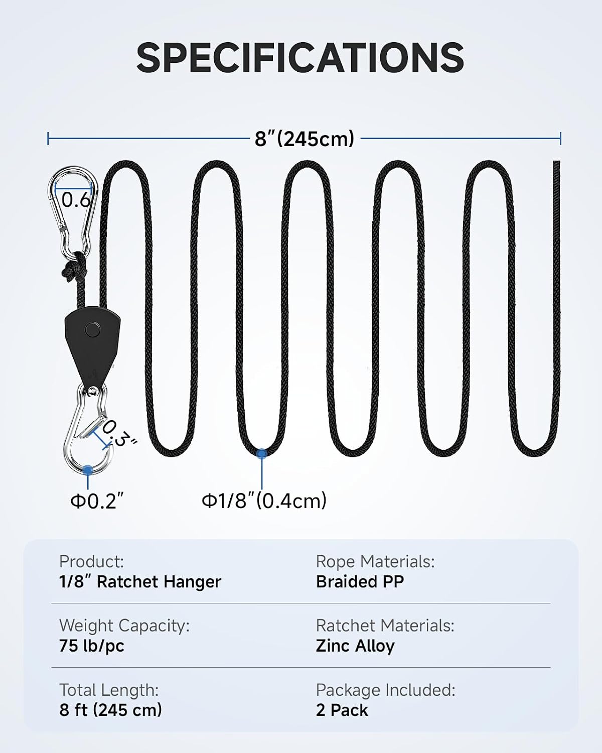 Thumbnail 6 de Fondwell Rope Ratchet Straps, 8-Foot