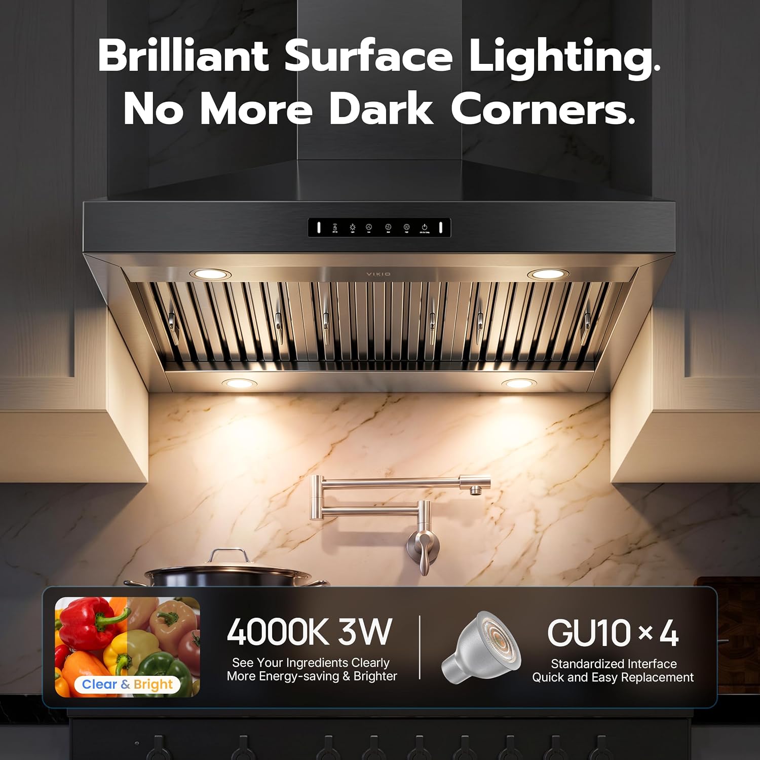 Thumbnail 6 de VIKIO HOME 36-Inch Wall Mount Range Hood, 900 CFM, Gesture and Touch Controls