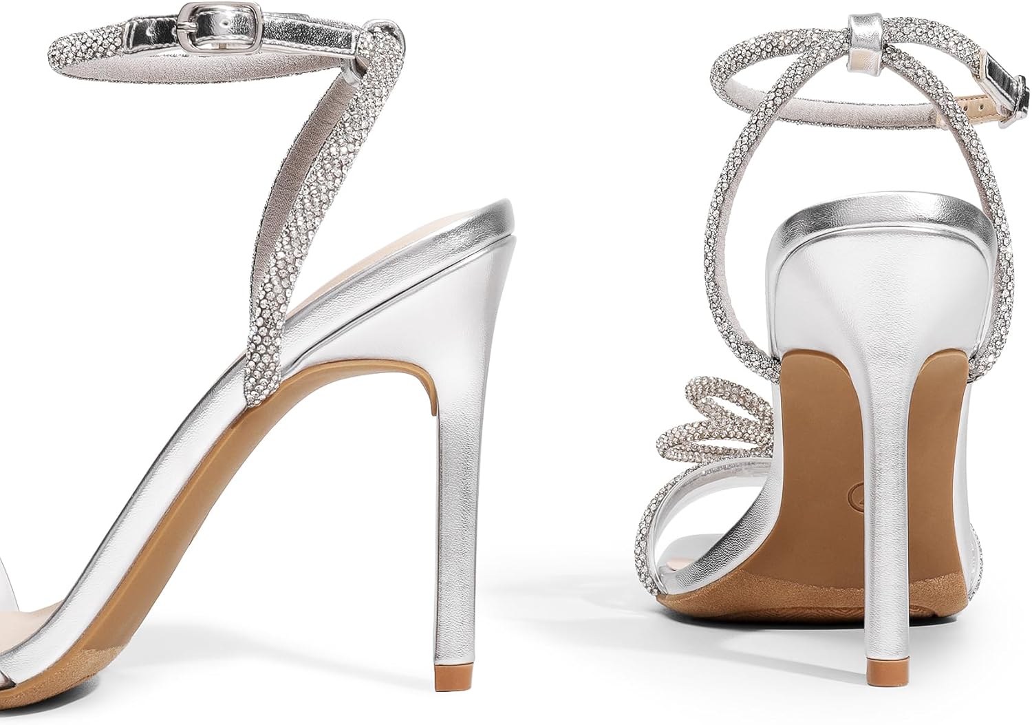 Thumbnail 5 de DREAM PAIRS Double Bowknots Crystal Slingback Heels - Square Toe, 3.94-Inch Stiletto