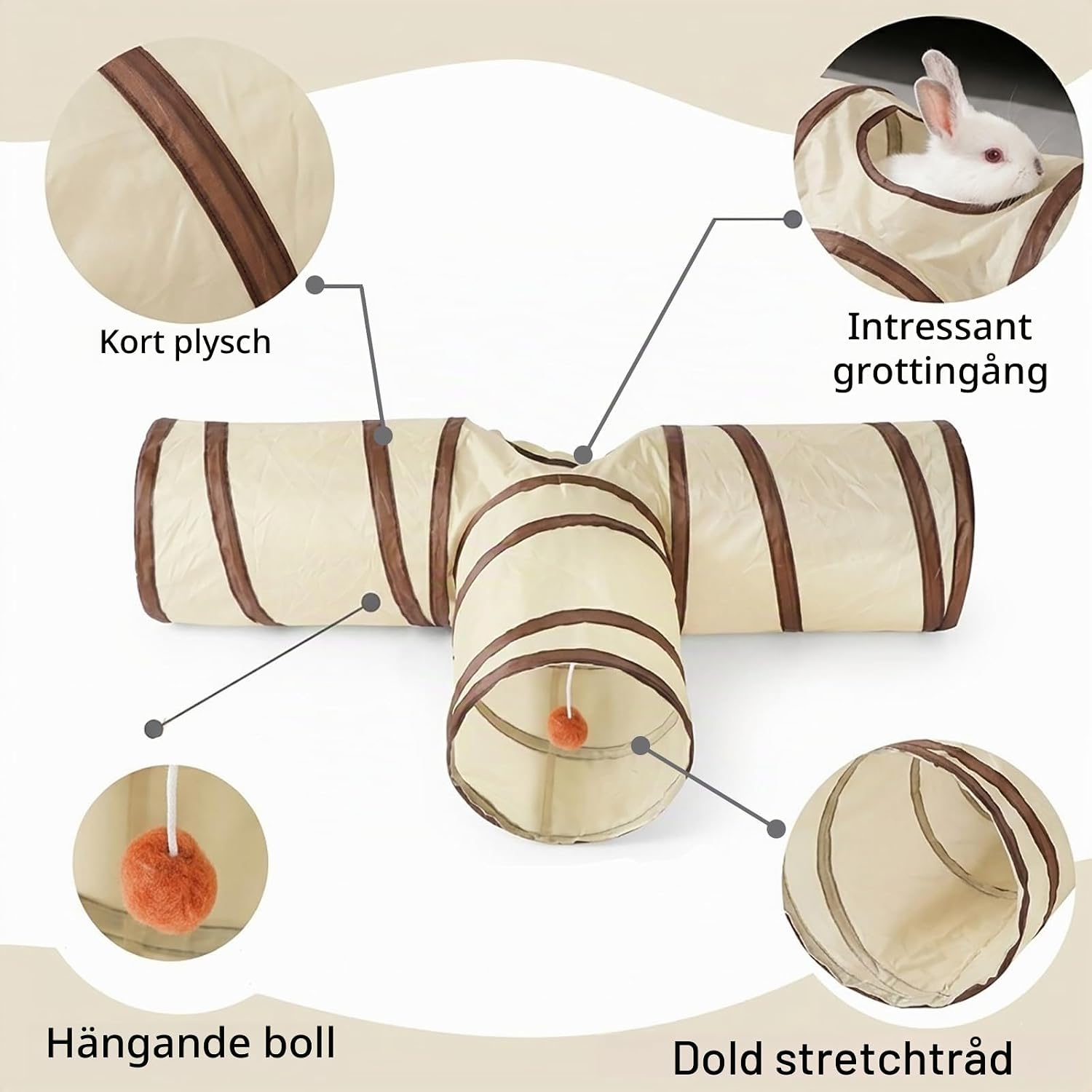 Detalle de Brizuf 1 kanintunnel, 3-vägs och beige