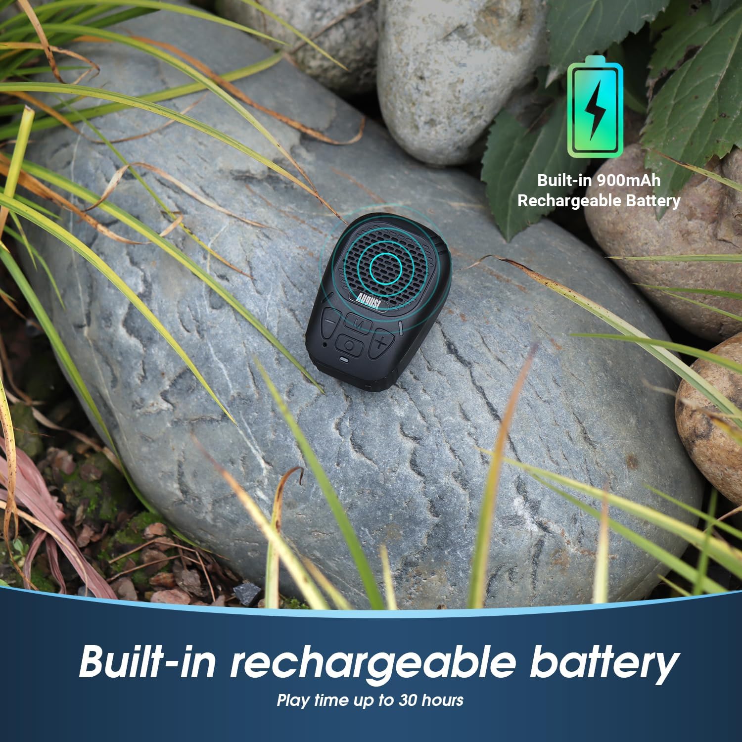 Thumbnail 3 de August MS550 tragbarer Bluetooth 5.3 Lautsprecher mit Magnet & Clip, Mikrofon und bis zu 30 h Akkulaufzeit