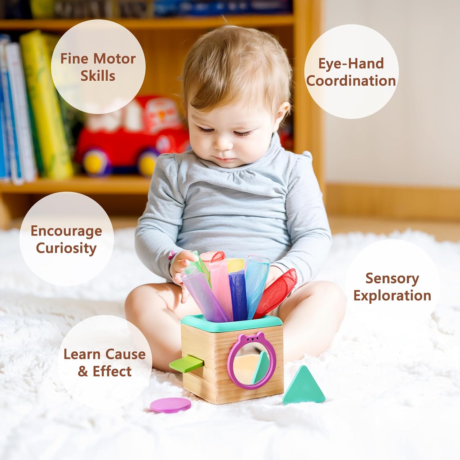 Thumbnail 1 de Youuys Wooden Baby Tissue Box Toy — Montessori Learning Gift for 12-24 Months
