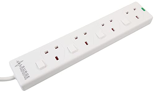 Detalle 2 de PRO ELEC PELB1921 4 Way Individually Switched Surge Protected Extension Lead White, 5m