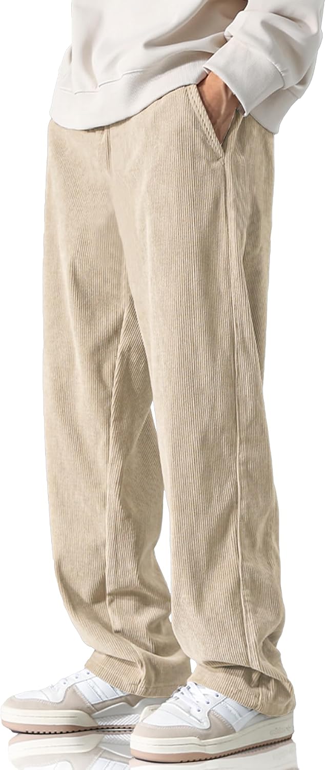 Detalle de HOTake Men's Corduroy Baggy Sweatpants elastic waist