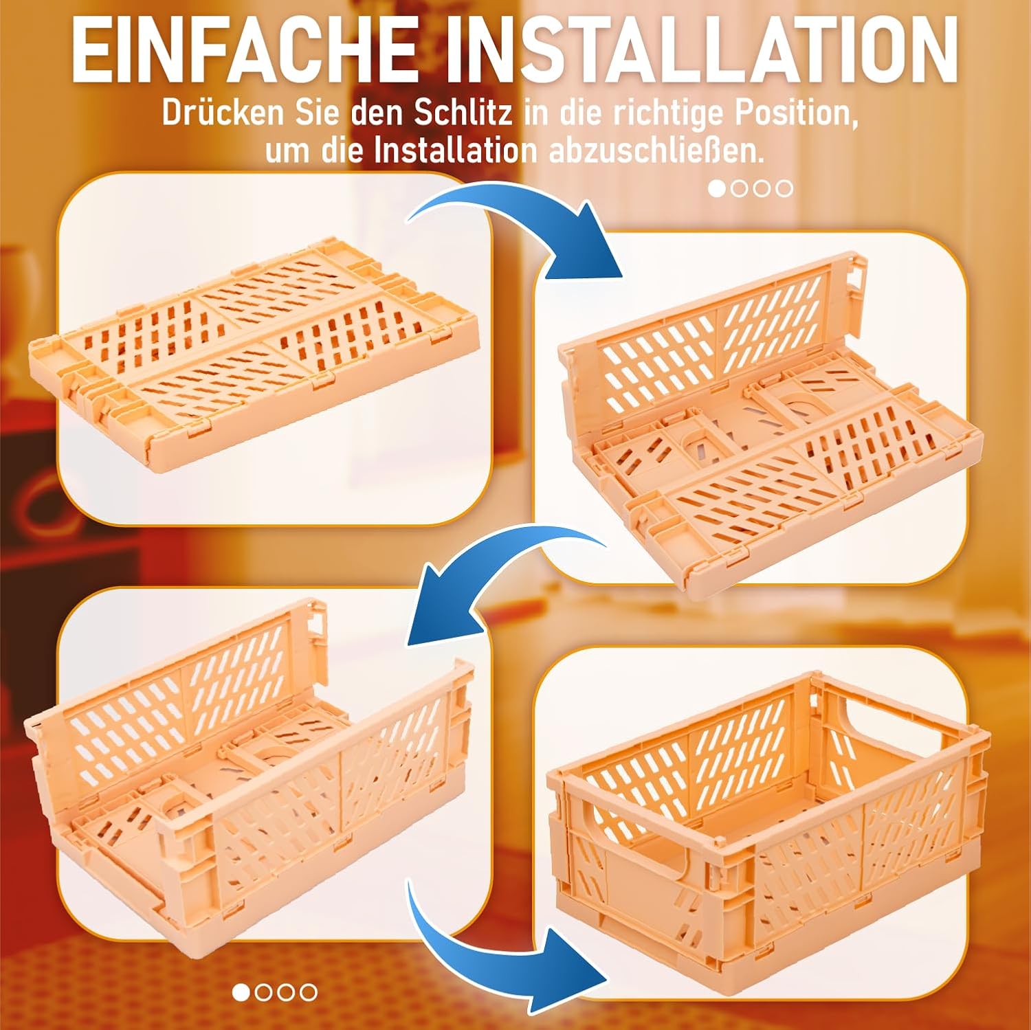 Detalle 2 de iHomara vikbara förvaringskorgar, 4-pack i PP-plast, 25 × 16 × 10 cm