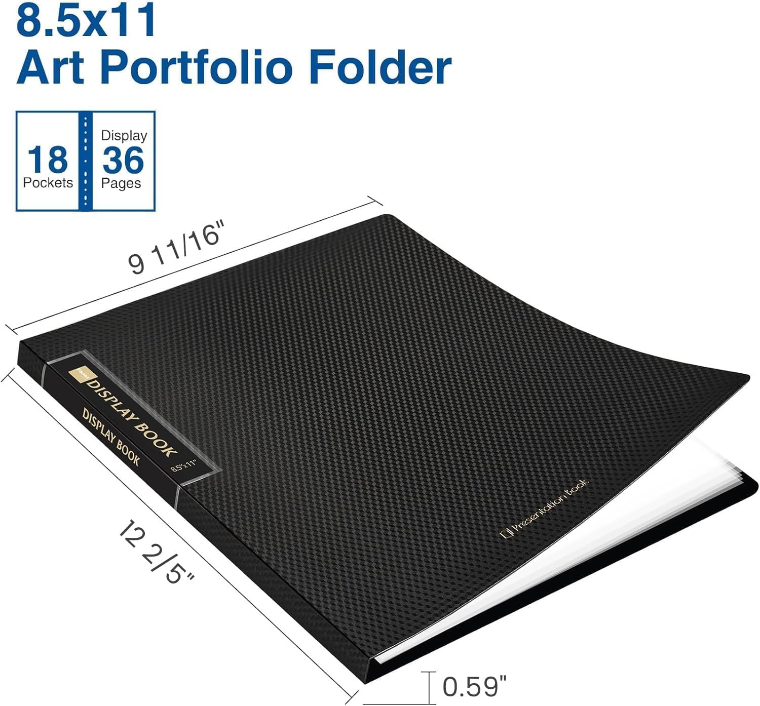 Detalle de Sooez 4-Pack Portfolio Binder, 18 Pockets, 36-Page Display, Letter Size