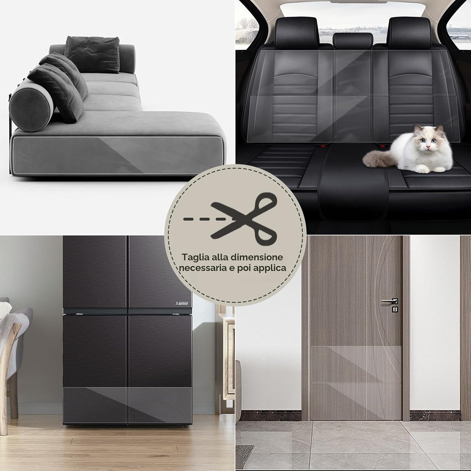 Detalle 2 de Protezione Divano Graffi Gatto (30 cm x 5 m) – Nastro Adesivo Antigraffi Trasparente Auto-adesivo in PVC