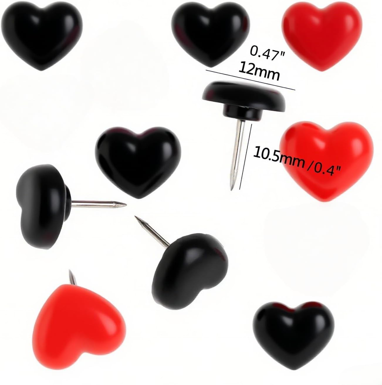 Detalle 2 de Heart-Shaped Push Pins, 100-Piece Set