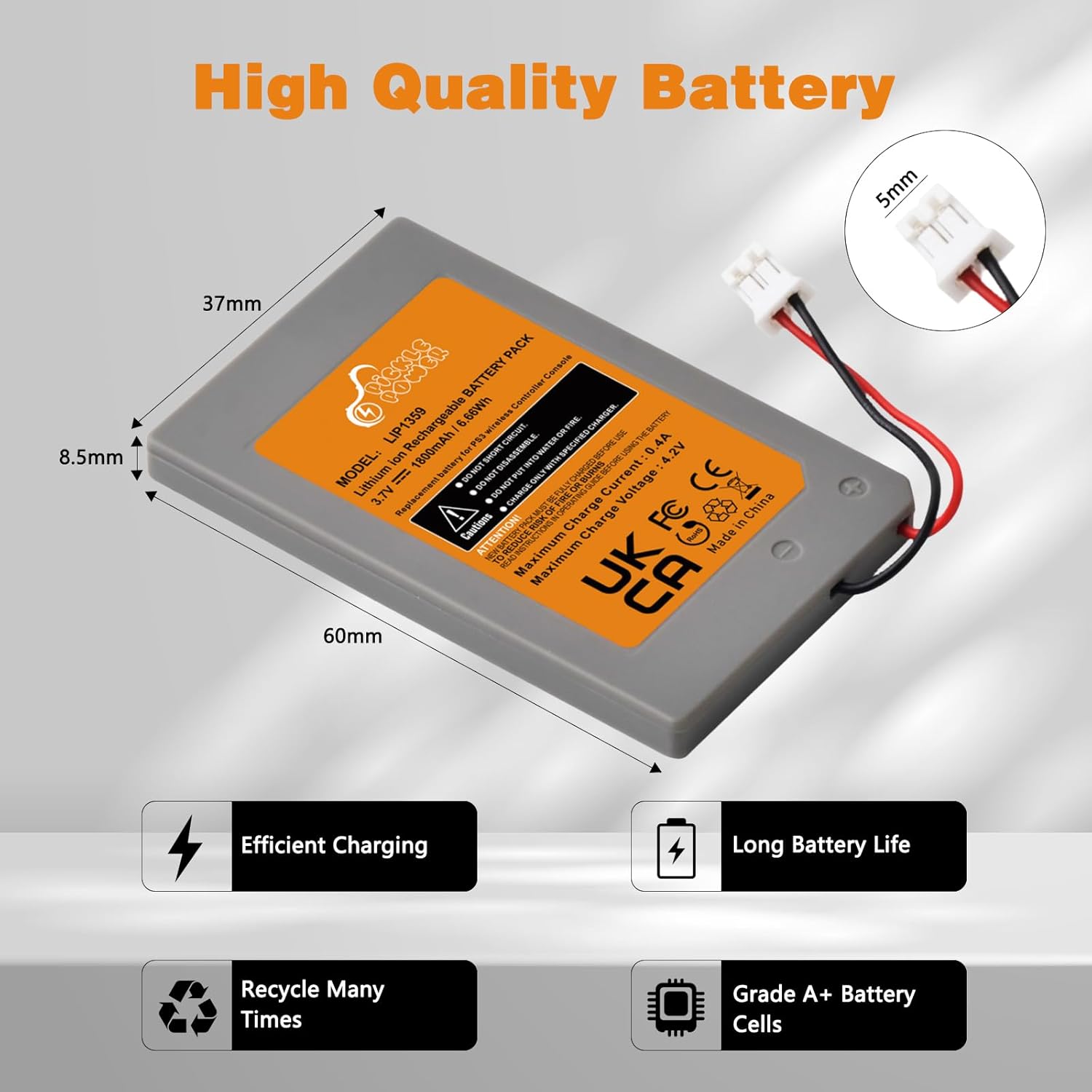 Detalle de Pickle Power LIP1359 1800mAh PS3 Controller Battery