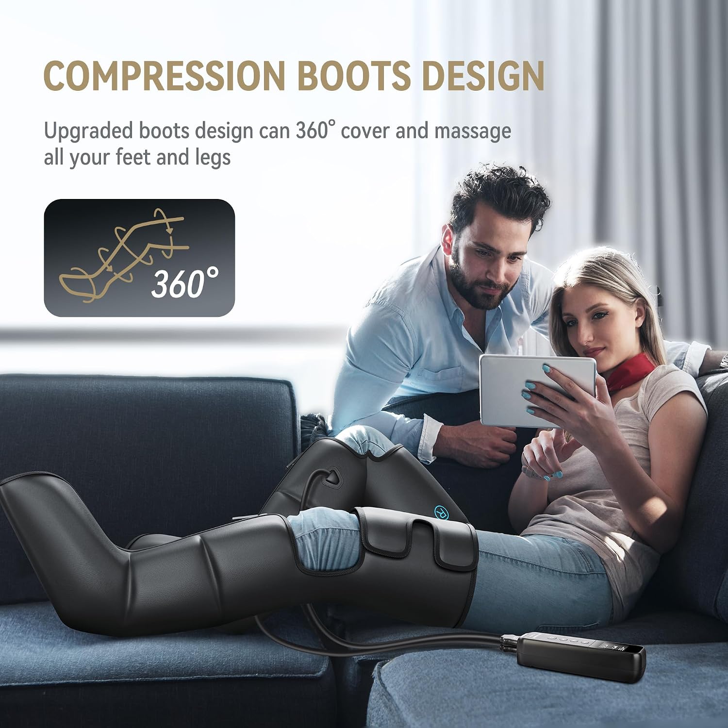 Detalle de FIT KING Air Compression Leg Massager with Heat and LCD 1️⃣🦵🏻