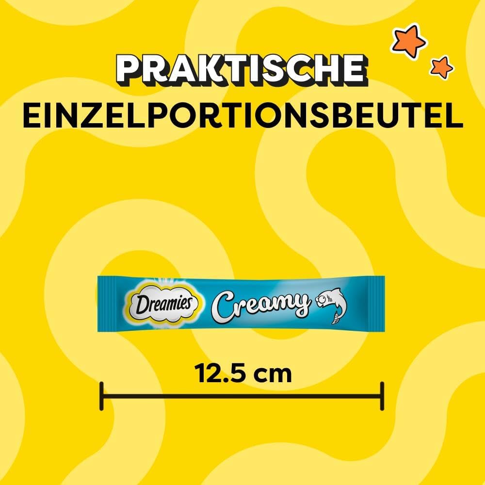 Thumbnail 5 de Dreamies Creamy Snacks mit Lachs – 44 Portionsbeutel (11×4×10 g) für Katzen