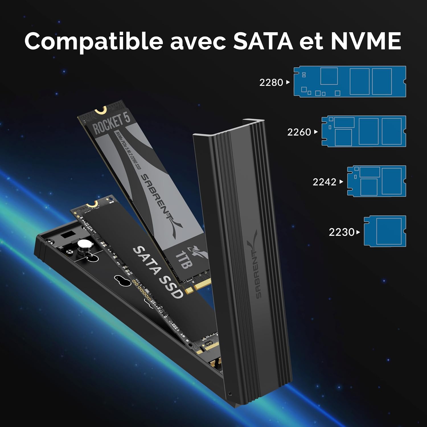 Thumbnail 1 de SABRENT EC-SNVE Boîtier NVMe M.2 10 Gbps