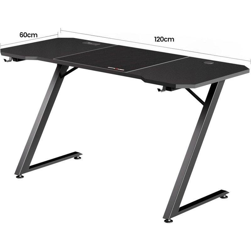 Detalle 2 de Mesa Gaming GTPLAYER 120x60 cm con superficie de fibra de carbono y USB