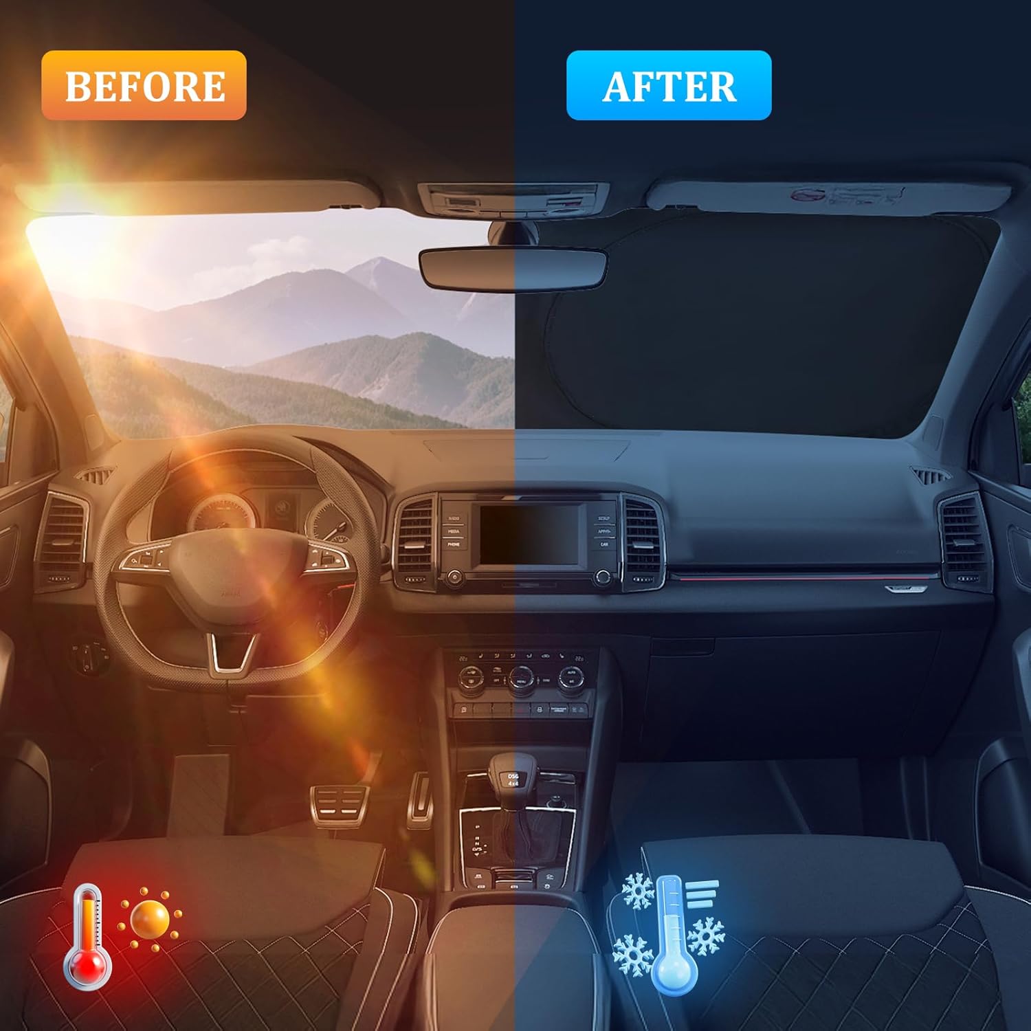 Detalle de ZATOOTO Pare Soleil Voiture – Pare-soleil avant pour brise, pliable et réfléchissant UV (Kia/Karoq 2017‑2024)