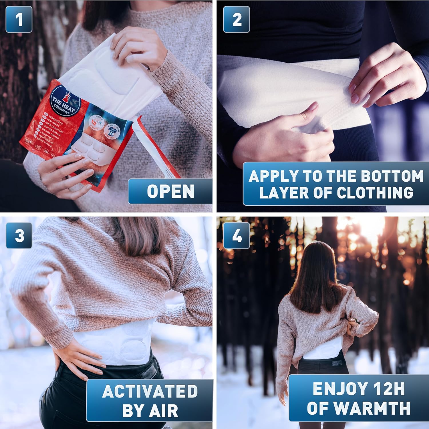 Detalle de THE HEAT COMPANY Heat Wraps – 10 Pieces Value Pack (Extra Warm), Air Activated, 12 Hours of Pleasant Warmth