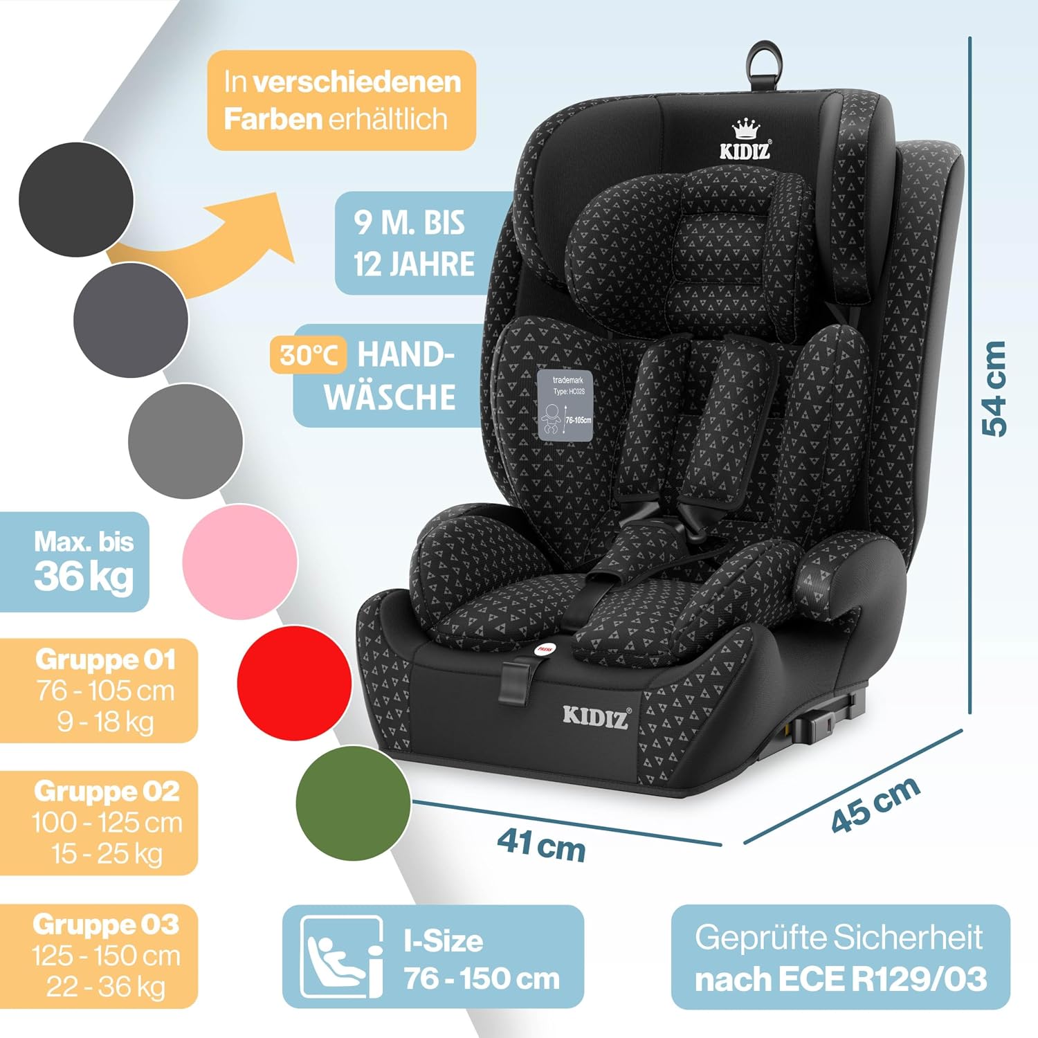 Thumbnail 1 de KIDIZ Triangle Premium Kindersitz 9–36 kg