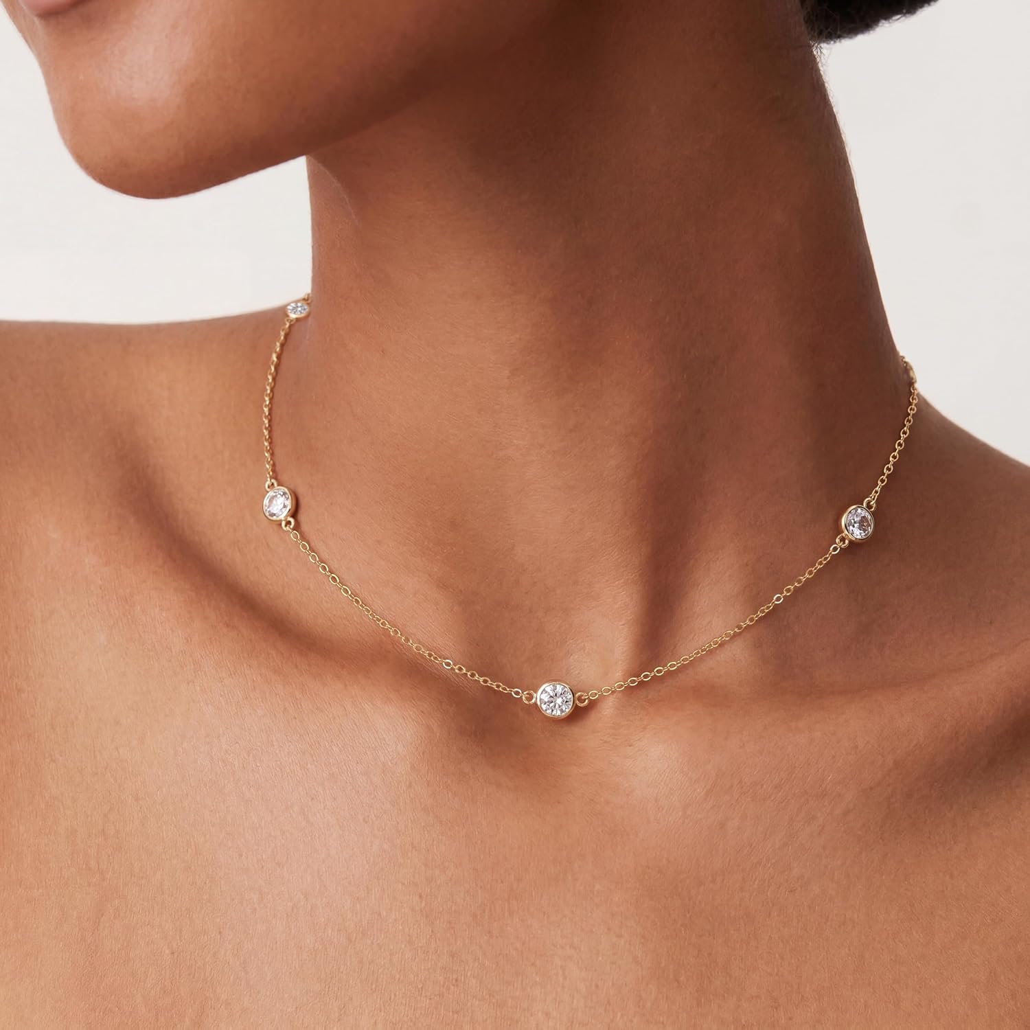 Detalle 2 de Tewiky Cubic Zirconia Necklace, 14K Gold-Plated
