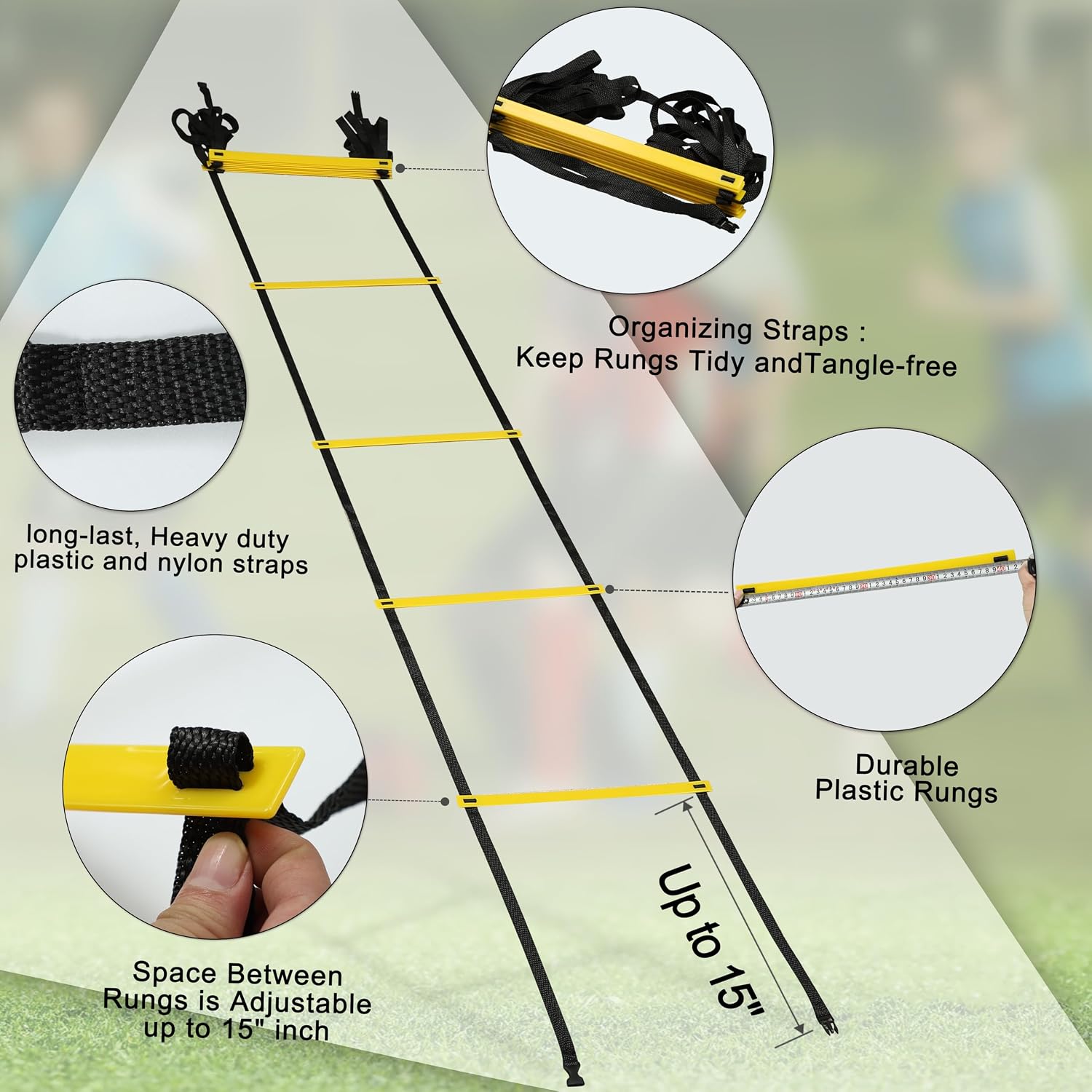 Detalle 2 de NKJIH CWX-XLT 20ft Adjustable Agility Ladder with Carry Bag