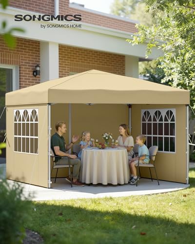 Detalle 2 de SONGMICS Cenador 3x3 m con paneles laterales GCT104LZ01 beige