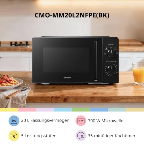 Detalle 2 de COMFEE' Mikrowelle CMO-MM20L2NFPE(BK) – kompakte 20-Liter Mikrowelle, 700 W
