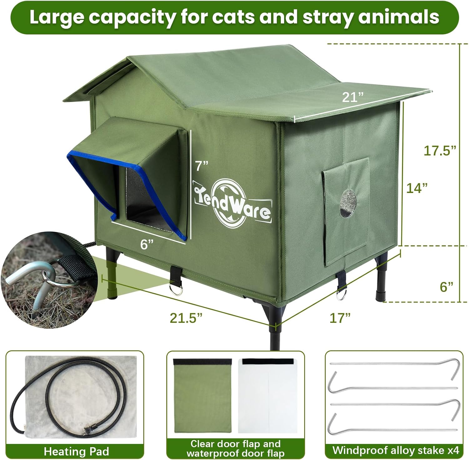Thumbnail 4 de TENDWARE Heated Cat House 35–45 °C 🐱
