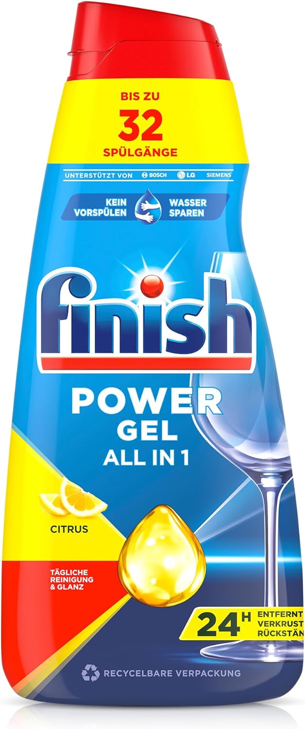 Detalle 2 de Finish Power Gel Citrus – Flüssiges Geschirrspülmittel für die Spülmaschine, 6 x 650 ml
