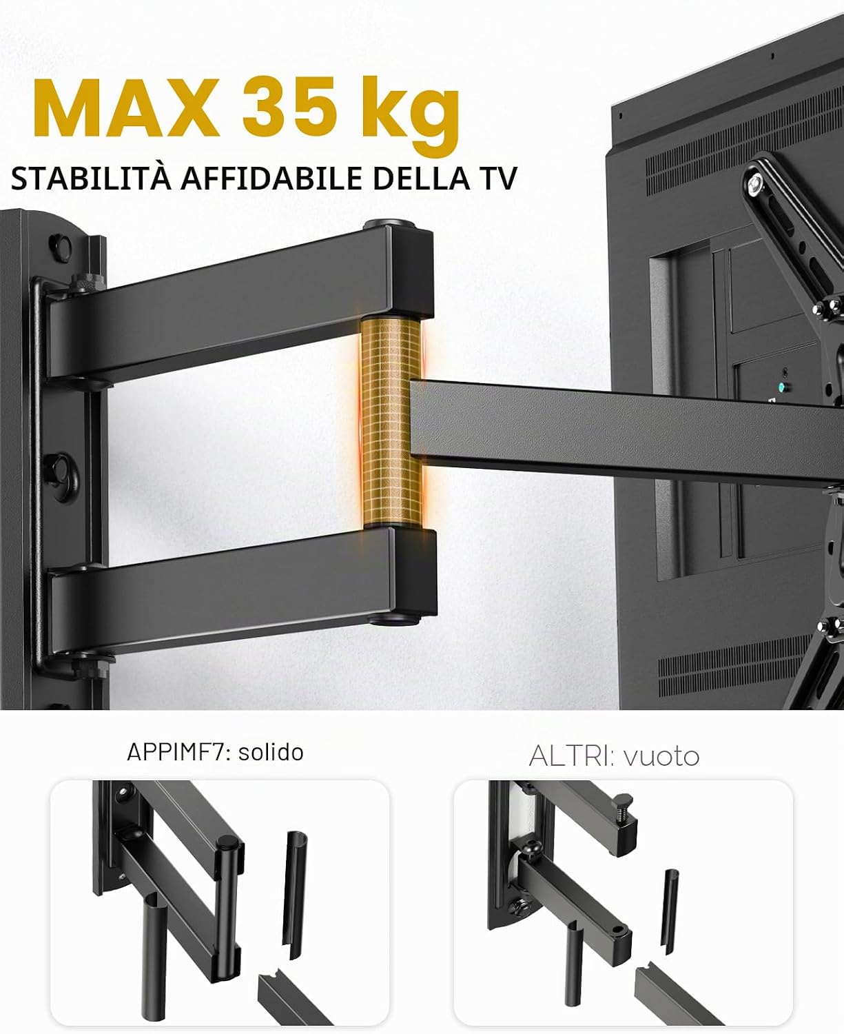 Detalle de Alphamount Supporto TV da 26–60" con braccio estensibile, 35 kg