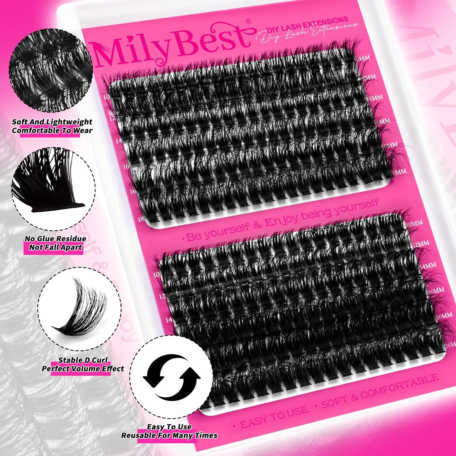 Detalle de MilyBest Lash Clusters Kit 60D/80D — DIY Salon-Quality Volume Lashes