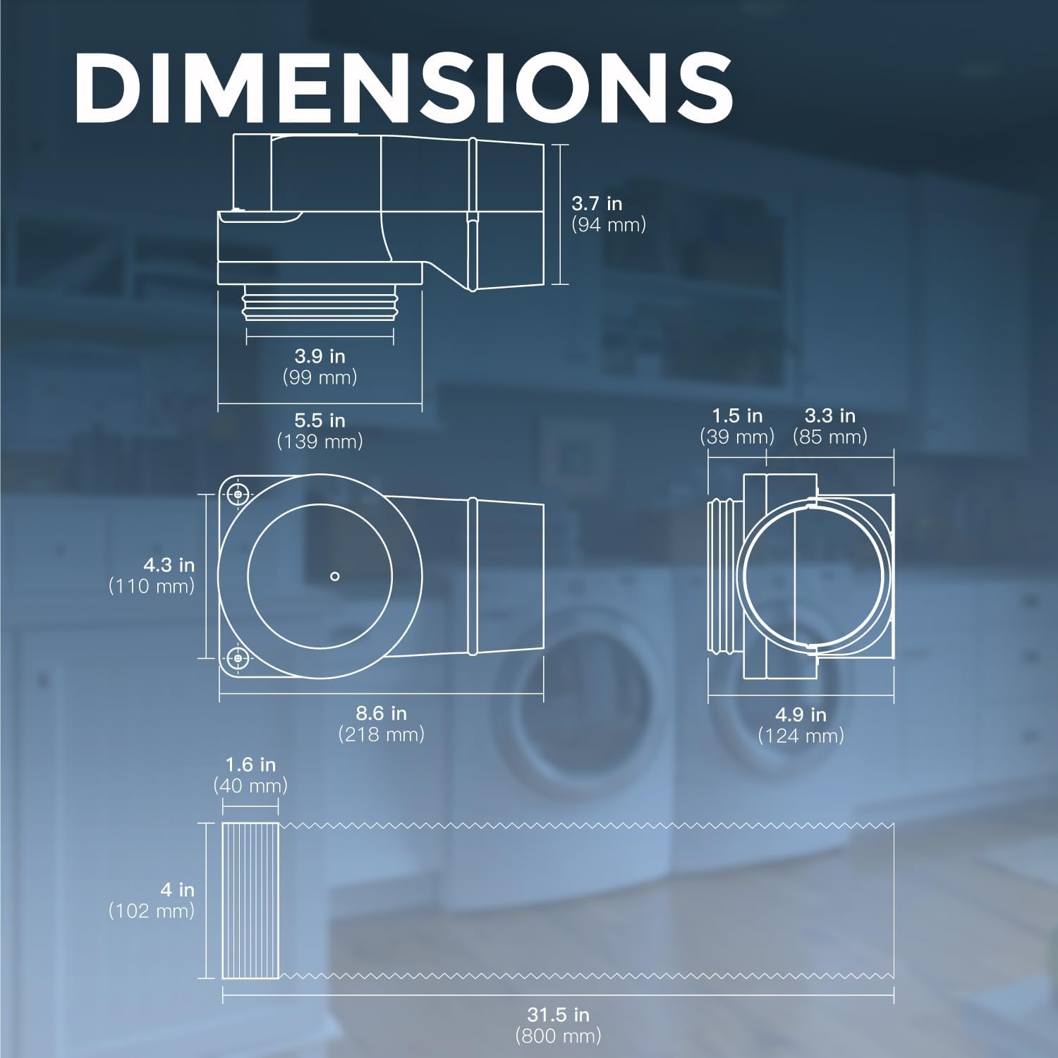 Thumbnail 5 de JEEVONY DV90 Magnetic Dryer Vent Connector Kit, 90° Outlet, 2.6 ft 4-Inch Duct