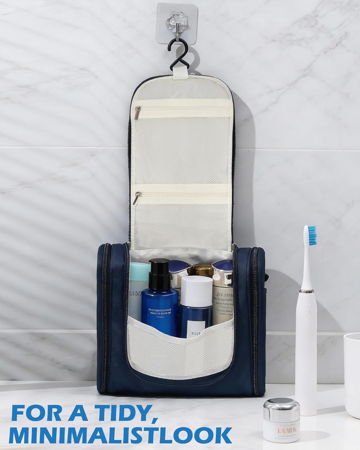 Thumbnail 5 de FitDA Hanging Toiletry Bag for Men and Women (24 × 20 × 10 cm) – Travel Wash Bag and Cosmetic Organizer, Blue